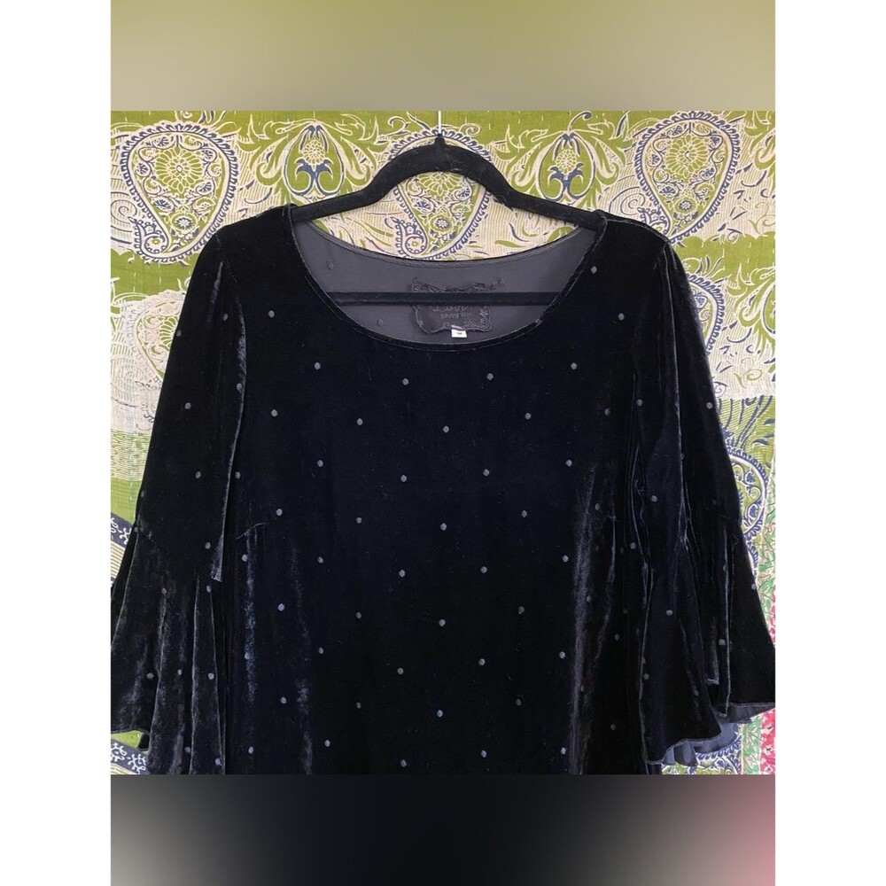 Johnny Was Love Black Roxanne Bohemian Velvet Whimsigoth Mini Dress Medium - Picture 3 of 14